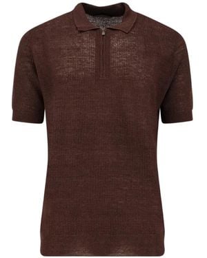 Corneliani Polo À Col Zippé - Marron