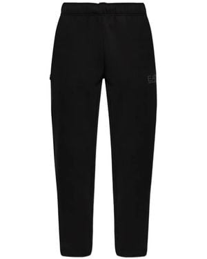 EA7 Logo-Print Track Pants - Black