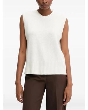 Benetton Pull Sans Manches À Finitions Côtelées - White