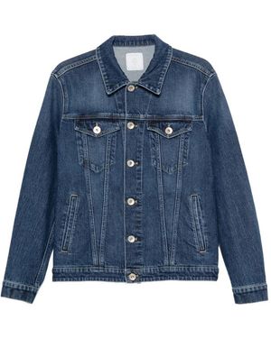 Eleventy Button-Fastening Denim Jacket - Blue