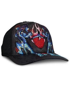 Ed Hardy Panteras Rhinestone-Embellished Trucker Hat - Blue