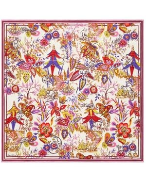 Inoui Edition Floral-Print Square Scarf - Red