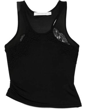 Christopher Esber Encased Lace Ribbed Tank Top - Black