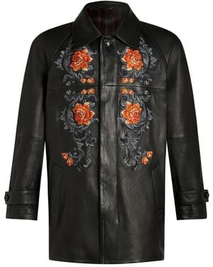 Etro Jacke Aus Leder Mit Stickerei, Herren, Größe - Schwarz