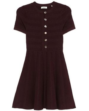 Sandro Button Knitted Mini Dress - Purple