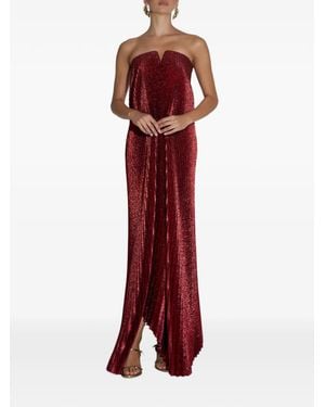 L'idée Tie Strapless Pleated Maxi Dress - Red