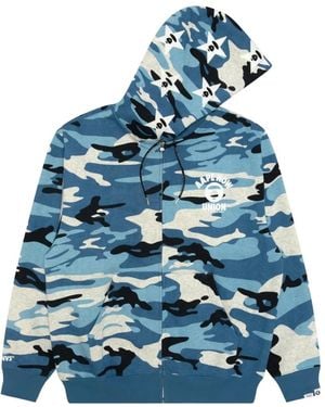 Aape By A Bathing Ape Camouflage-Pattern Zip-Up Hoodie - Blue