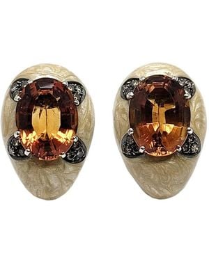 Andreoli Diamond Citrine Oval Earrings - Metallic