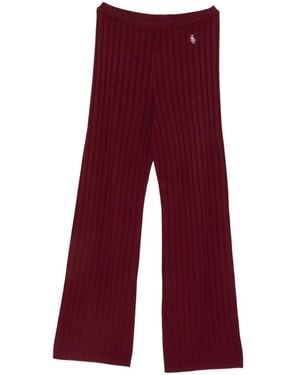 Sporty & Rich Ribbed-Knit Palazzo Trousers - Red