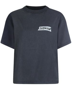 Balenciaga T-Shirt Met Logoprint - Blauw