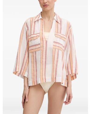 Melissa Odabash Billi Striped Pocket-Detail Top - Pink