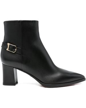 Santoni 70Mm Buckle-Detail Pointed-Toe Boots - Black