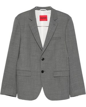 BOSS Single-Breasted Notched-Lapels Jacket - Gray