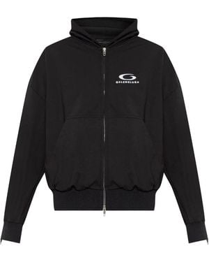 Balenciaga Zip-Up Hooded Jacket - Black