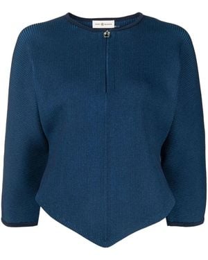 Tory Burch ショートスリーブ ジップカーディガン - ブルー