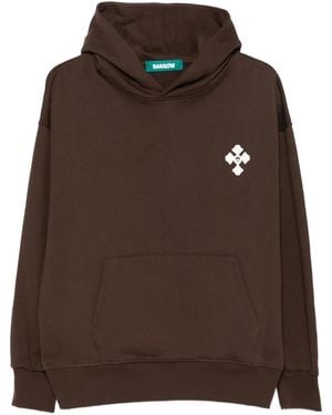 Barrow Cross-Logo Print Hoodie - Brown