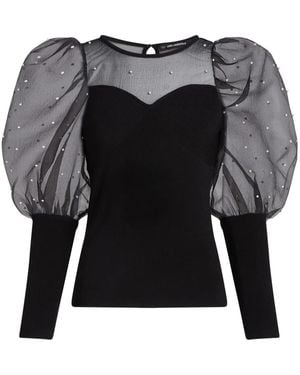 Karl Lagerfeld パフスリーブ トップ - ブラック