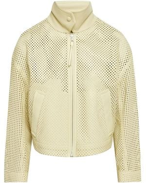 Ferragamo Perforated Leather Jacket - Yellow