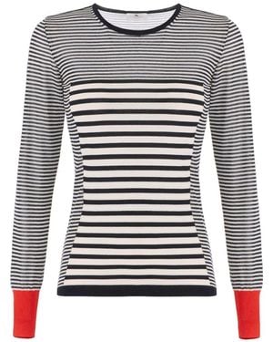 Elisabetta Franchi Striped Crew-Neck Top - Grey