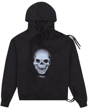 OTTOLINGER Skull-Print Deconstructed Hoodie - Blue