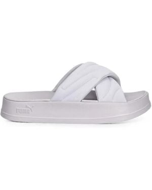 PUMA Quilted Crossover-Strap Slides - White