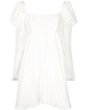 Macgraw Puff-Shoulder Flared Dress - White