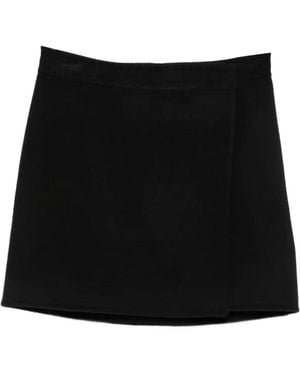 Semicouture Minifalda Cruzada De Lana - Negro