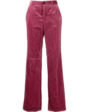 DSquared² Embroidered-Logo Velvet Trousers