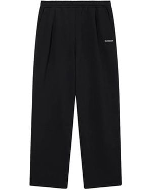 COVERNAT Authentic Logo-Embroidered Wide-Leg Track Pants - Black