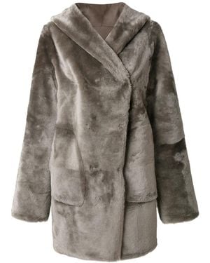Sylvie Schimmel Manteau En Peau De Mouton À Capuche - Gris