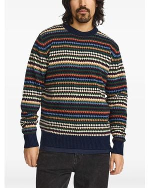 Revolution Gestreifter Strickpullover - Blau