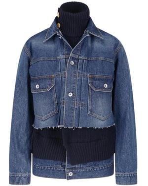 Sacai Veste En Jean À Design Superposé - Blue