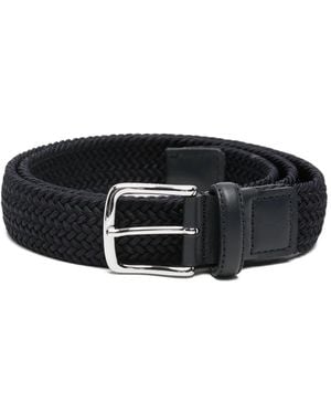Jacob Cohen Braided Leather-Trim Belt - Black