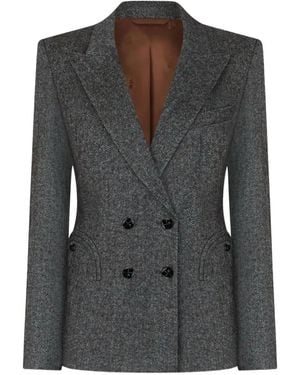 Blazé Milano Herringbone Double-Breasted Blazer - Black