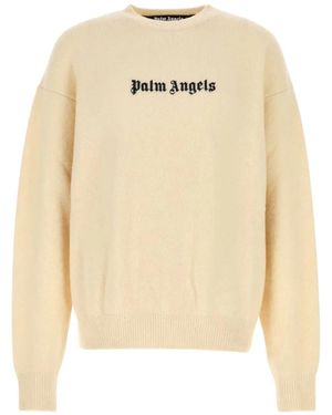 Palm Angels Ivory Stretch Wool Blend Jumper - Natural
