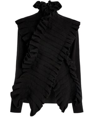 A.W.A.K.E. MODE Pull Asymétrique À Volants - Noir