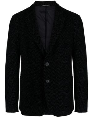 Giorgio Armani Textured-Finish Notched-Lapels Blazer - Black