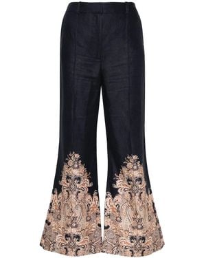 Zimmermann Natura High-Waist Flared Pants - Blue