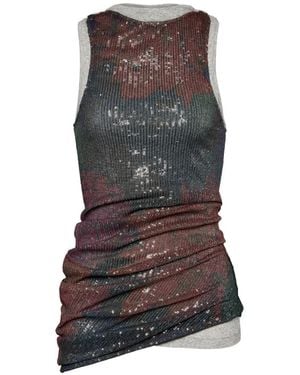 Maison Margiela Sequin-Embellished Draped Top - Brown