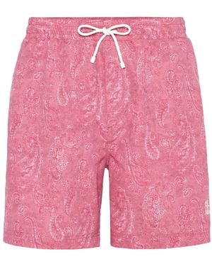 Brunello Cucinelli Paisley-Print Swim Shorts - Pink