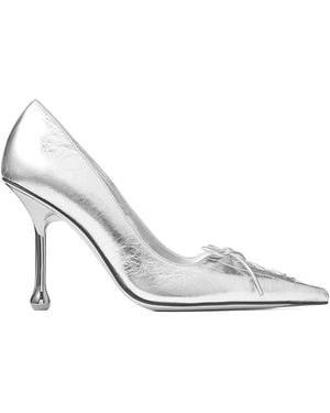 Jimmy Choo Scralett 85mm レースアップ パンプス - ホワイト