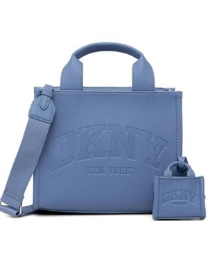 DKNY Logo-Embossed Charm Tote Bag - Blue