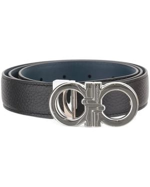 Ferragamo Reversible And Adjustable Gancini Belt - Gray