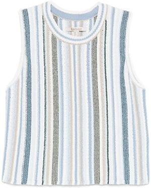 Barbour Josie Knitted Stripe-Pattern Top - Blue