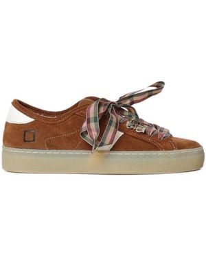Date Sneakers Aus Wildleder Mit Karierter Spitze - Braun