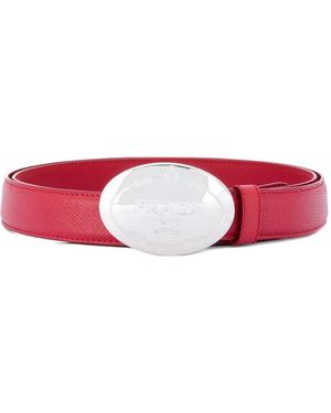 Prada Oval Engraved Buckle Belt - Red