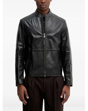 HUGO Zip-fastening Leather Jacket - Black