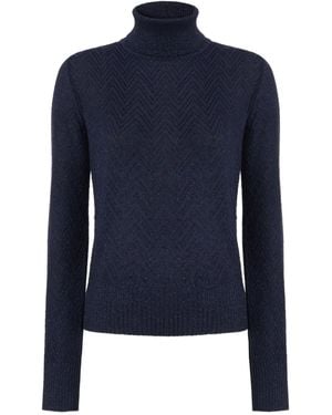 Missoni Chevron-Pattern Turtleneck Sweater - Blue