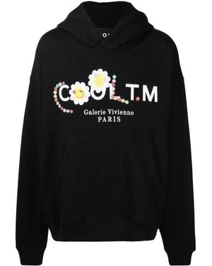 COOL T.M Logo Embroidered Oversized Hoodie - Black