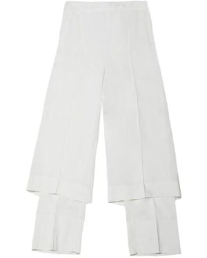 Issey Miyake Two As One Layered Pressed-Crease Trousers - White